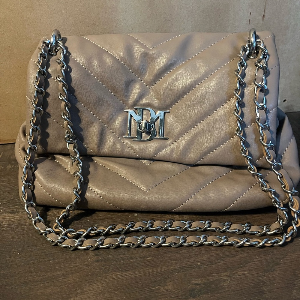 Elegant Taupe Chain Shoulder Bag